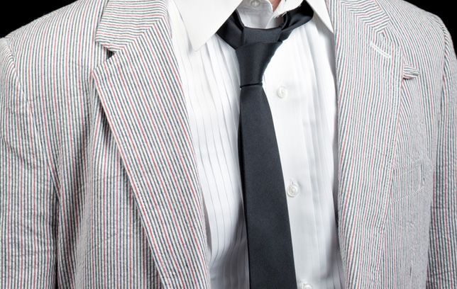 beige seersucker suit