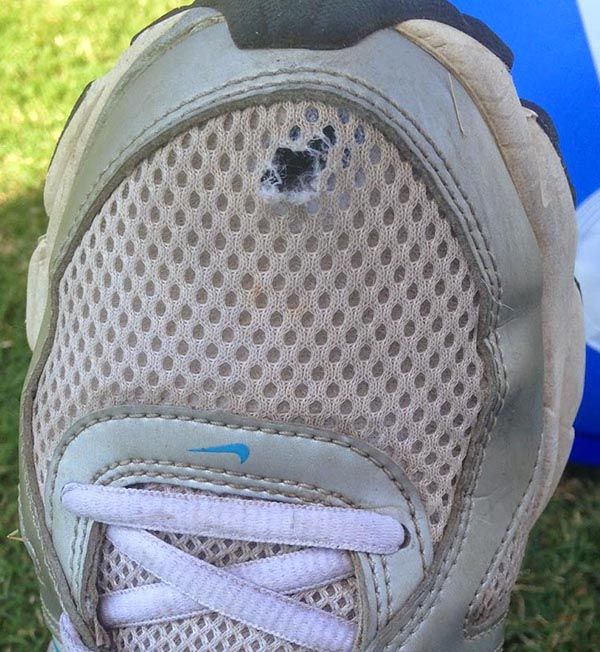 asics running shoes holes in toes