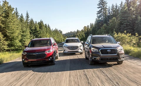 Mid Size Crossovers Compared Subaru Ascent And Chevrolet Traverse 2018 Mazda Cx 9 2019 Subaru Ascent And Chevrolet Traverse