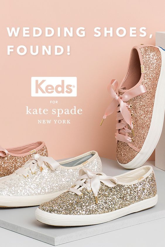 Keds X Kate Spade 亮片球鞋太夢幻！推出奶油白和玫瑰金兩款緞帶婚鞋