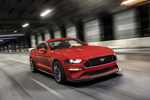 2019 ford mustang ecoboost premium fastback driving through a tunnel