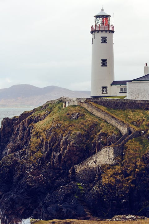 Lighthouse, Tower, Beacon, Sea, Promontory, Headland, Cliff, Terrain, Sky, Water, 