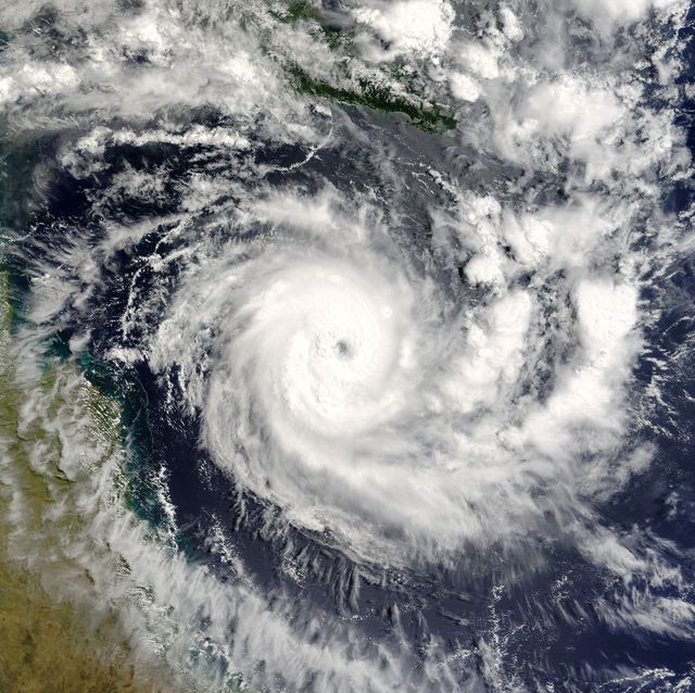 terra satellite image of tropical cyclone ingrid in coral sea