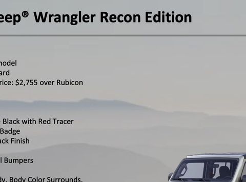 2020 Jeep Wrangler Rubicon Getting A Recon Edition