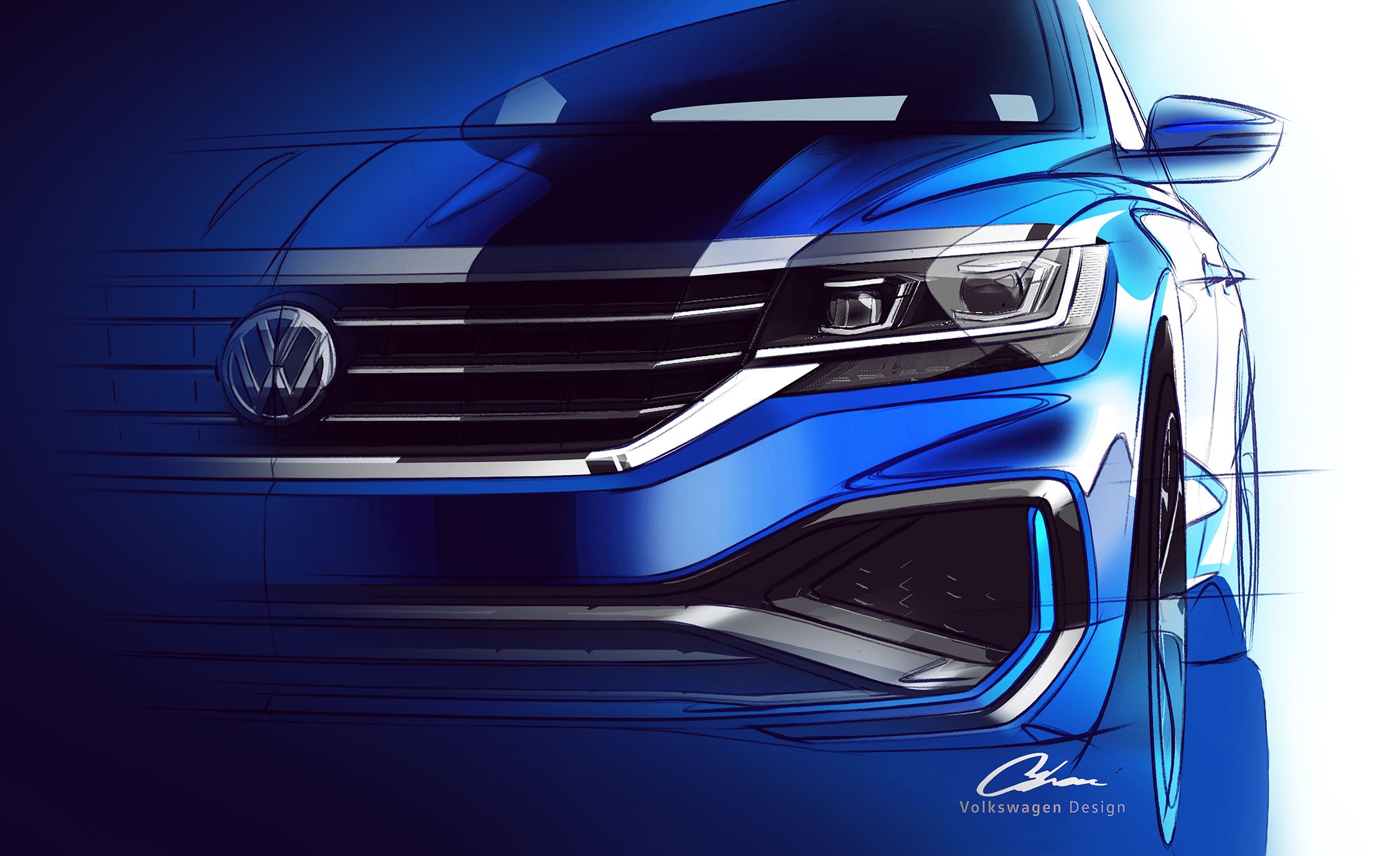 2020 Volkswagen Passat Mid Size Sedan Teased In Sketches