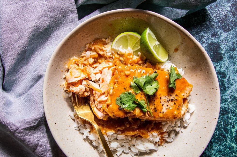 Coconut Curry Salmon Is Topped With The Most Addicting Sauce