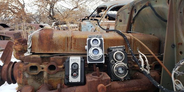 twin lens reflex cameras at colorado junkyard