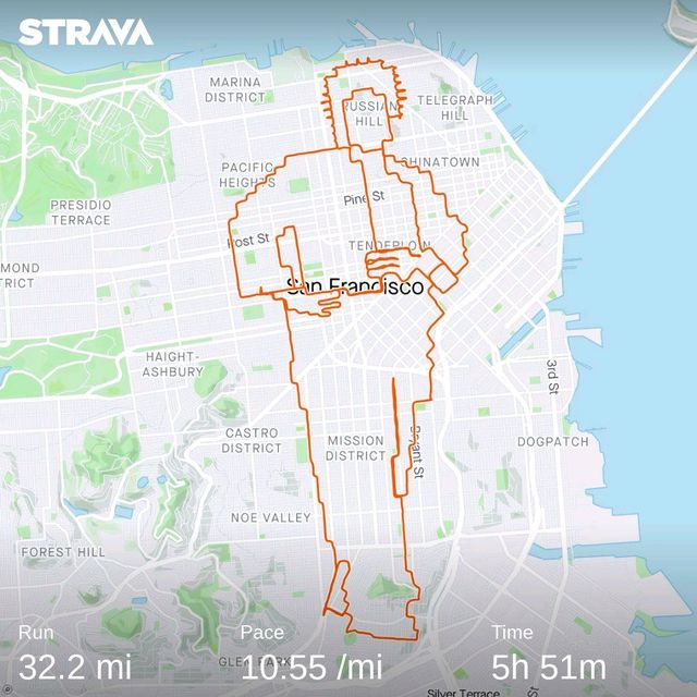 a strava art depiction of stacey abrams by san francisco runner frank chan