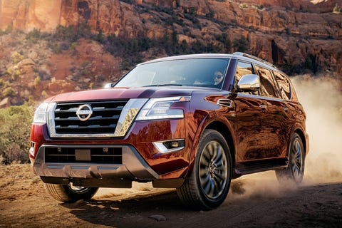 armada’s rugged yet refined exterior matches its capability – with a more squared and chiseled appearance from the a pillars forward the new front fenders, grille and bumper are framed by a new led headlight design with more than 50 leds in each headlamp, helping create a wide, bright headlight pattern