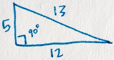 pythagorean triple an illustration of a right triangle labeled with sides 5 12 and 13