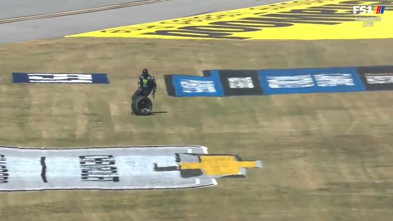 NASCAR Crew Member Chases Loose Tire Into Infield, Immediately Loses Hard Card