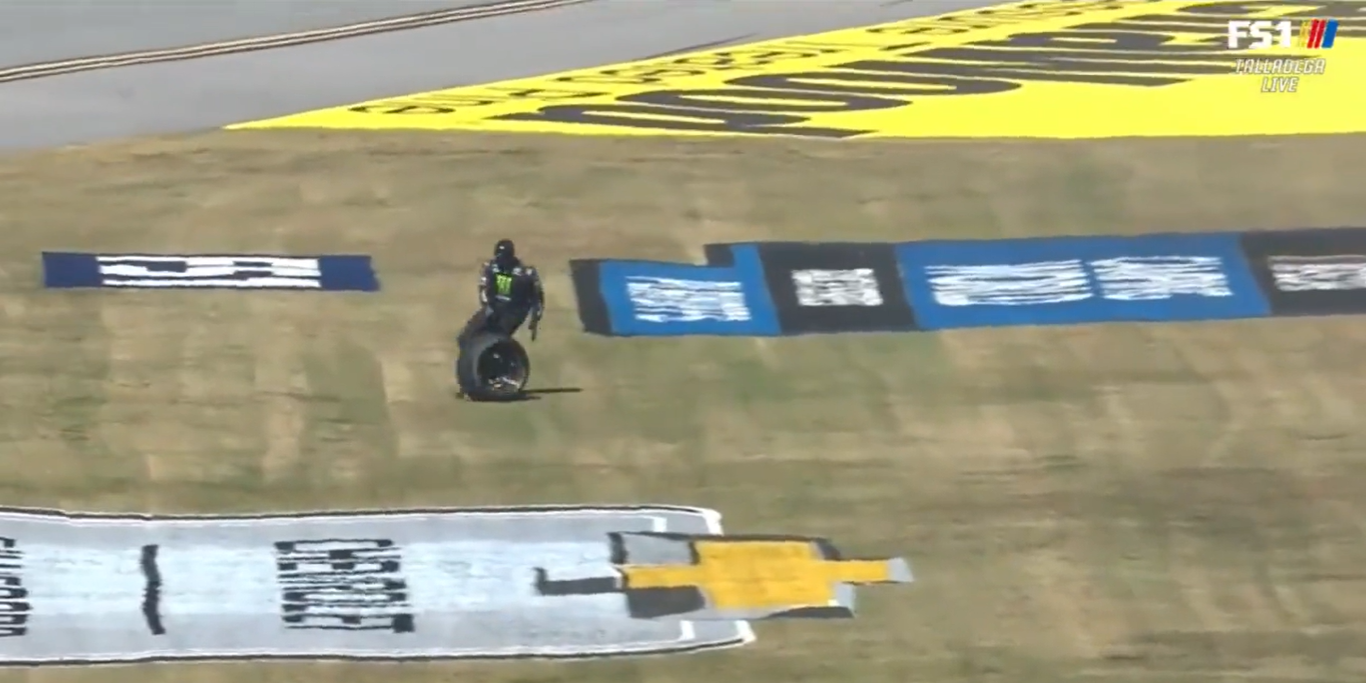 NASCAR Crew Member Chases Loose Tire Into Infield, Immediately Loses Hard Card