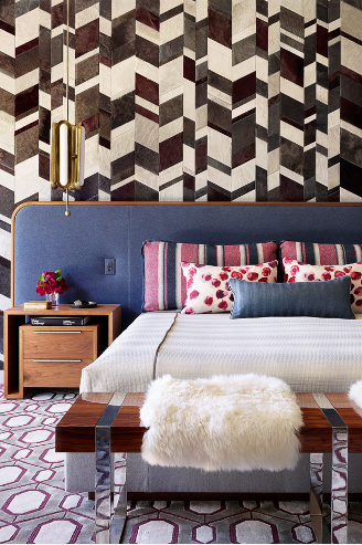 bedroom mixed patterns