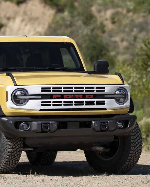 bronco heritage limited edition available winter 2023  limited availability preproduction models shown  always consult the owner’s manual before off road driving, know your terrain and trail difficulty, and use appropriate safety gear