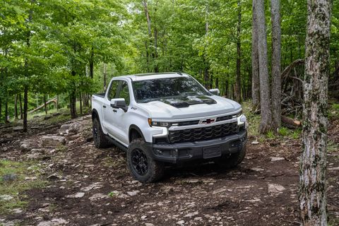 2023 chevrolet silverado zr2 bison off roading in the woods