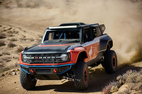 disclaimer bronco dr race prototype concept wrap, not for sale for demonstration purposes only closed course professional driver do not attempt when off road driving, always know your terrain and use appropriate safety gear available fall 2022