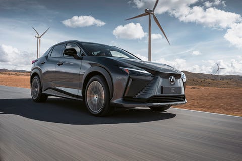 2023-lexus-rz-front-three-quarters-motio