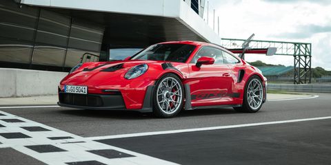 2023 porsche 911 gt3 rs parked near the finish line