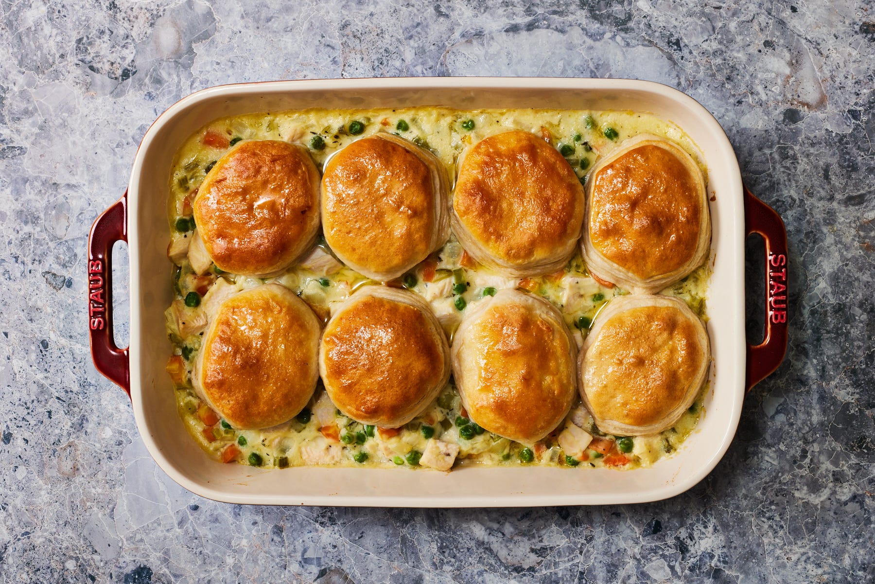 Skip The Crust—Top Your Chicken Pot Pie With Buttery Biscuits Instead