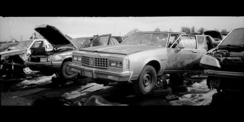 colorado junkyard photographed with ansco pix panorama film camera