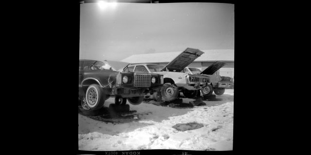 junkyard cars photographed with imperial savoy film camera