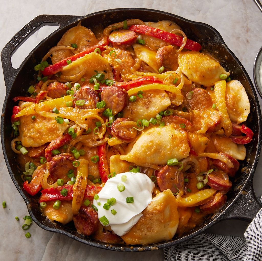 This Cheesy Pierogi & Kielbasa Skillet Combines Our Two Favorite Polish Foods Into One Easy Dinner