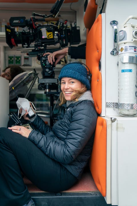 director elizabeth banks on the set of cocaine bear vicious bear elizabeth banks movie