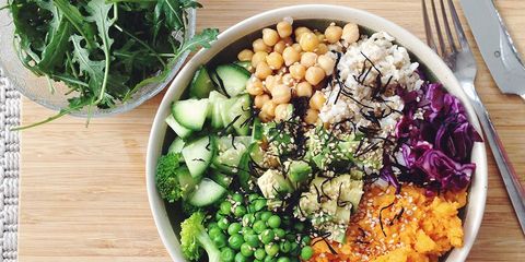 High protein vegan rainbow bowl