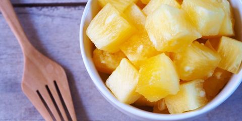 fresh pineapple chunks in bowl