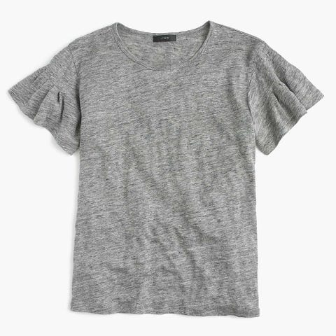 image J.Crew Linen Flutter-Sleeve T-shirt