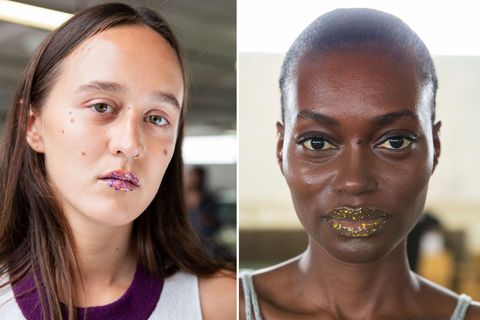'Marbleised' To Metallic Pink - Outrageous Lip Art Is Everywhere At NYFW SS19 make-up trends