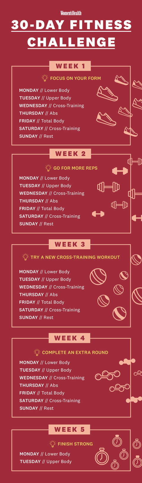 30 day fitness challenge custom workout routines to do at home