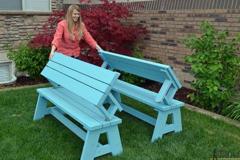 25 Diy Picnic Tables Best For Your Yard - Garden Bench Converts To Picnic Table Plans
