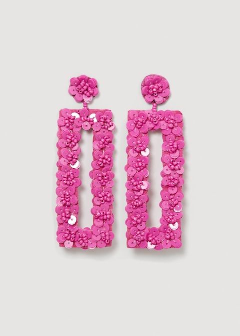 Pink, Earrings, Magenta, Fashion accessory, Jewellery, Font, Rectangle, 