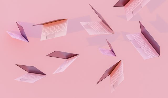 3d render of many pink computers