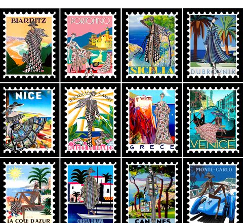 mary katrantzou's postage stamp campaign for her mare line