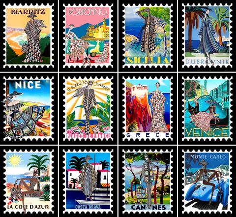 mary katrantzou's postage stamp campaign for her mare line