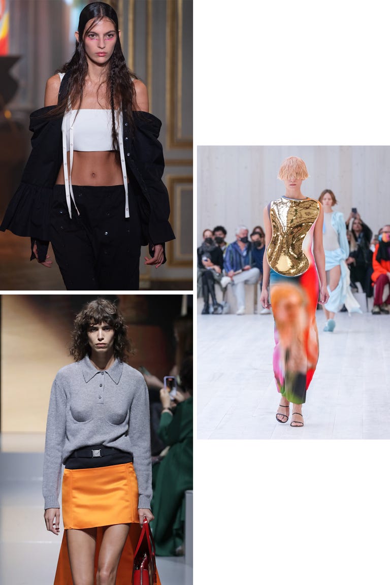 Rochas, Prada, và Loewe tại spring 2022 runways.