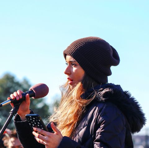 sophia kianni speaking at a climate rally