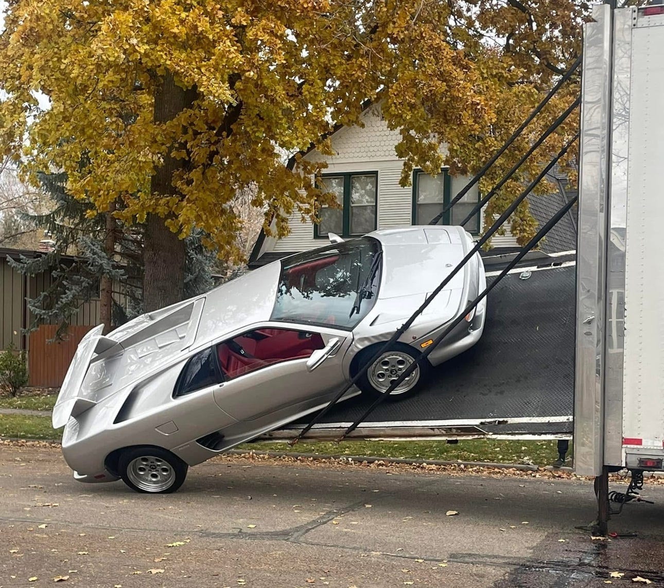 Whoops: Lamborghini Diablo Falls Off Delivery Truck