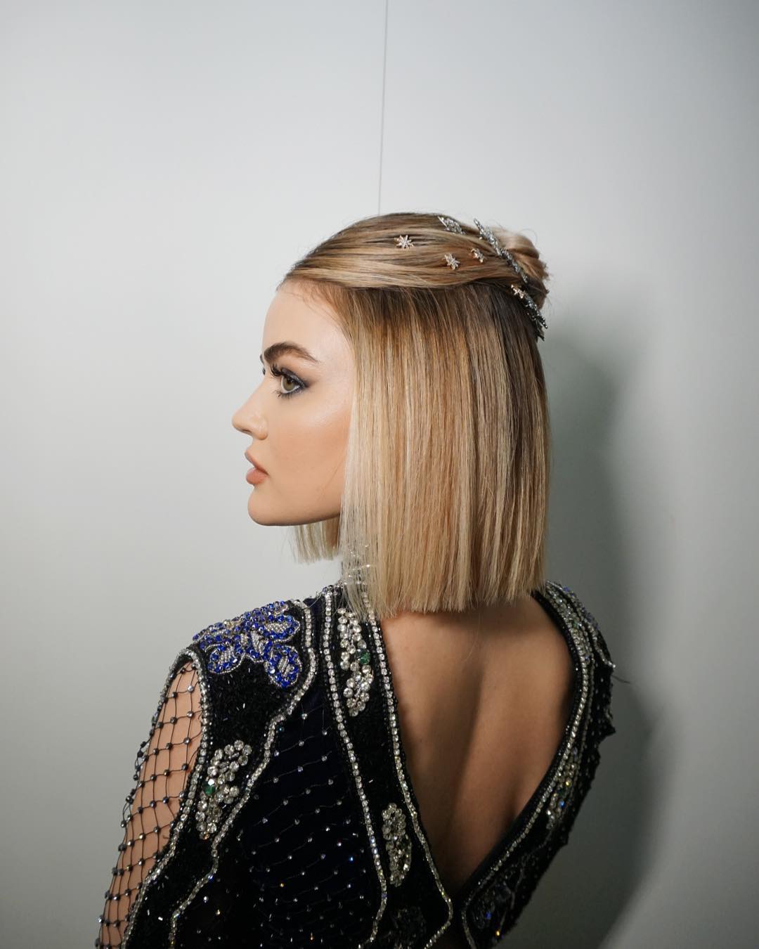 Lucy Hale Debuts A Bob With Razor Sharp Edges In A Stunning Shade