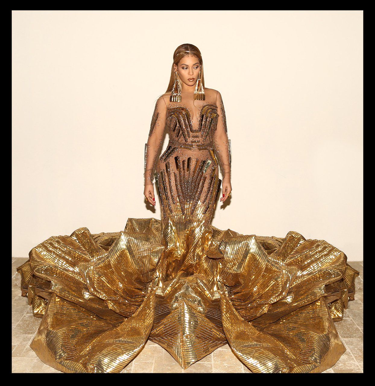 beyonce gold dress