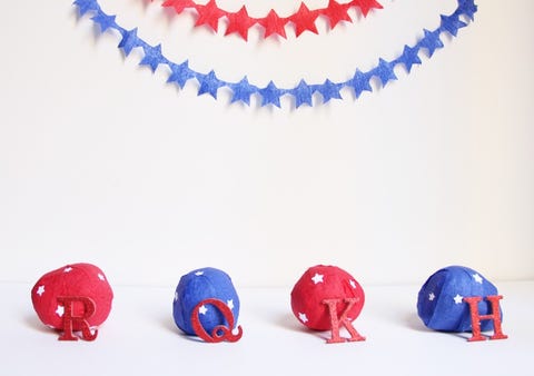 4th of july crafts red, white, and blue surprise balls