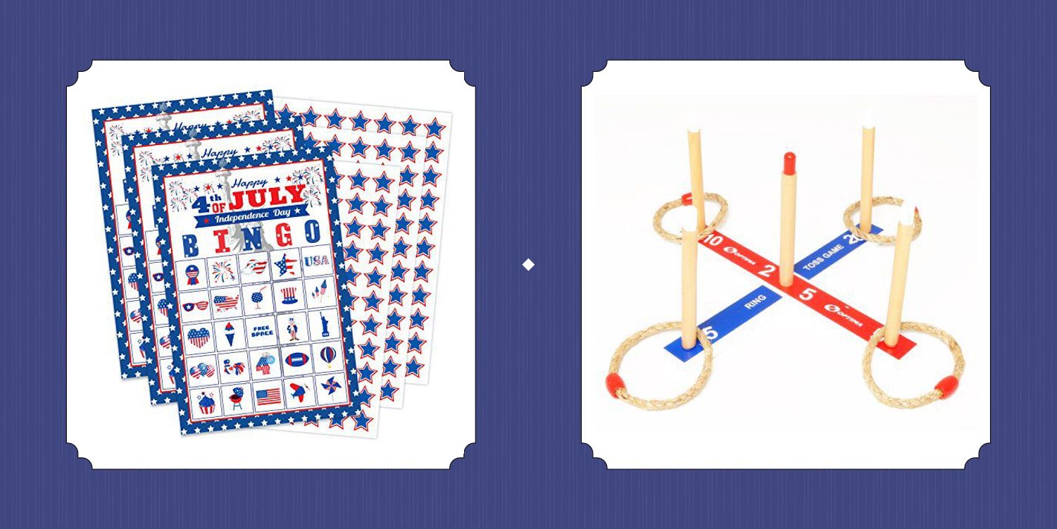 patriotic clipart with cute family Red White Blue Independence Day Illustration BBQ Clipart with Cornhole set Clipart July 4th clip art