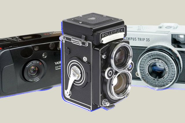 vintage cameras rolleiflex, olympus, and yeshiva