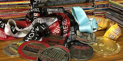 7 years of Philadelphia Marathon medals