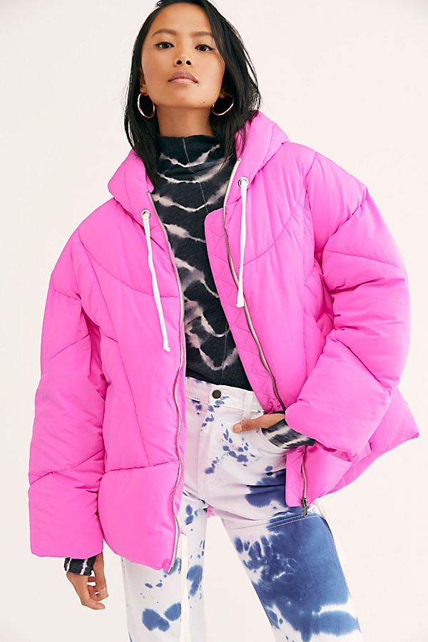 hot pink puffer jacket women's