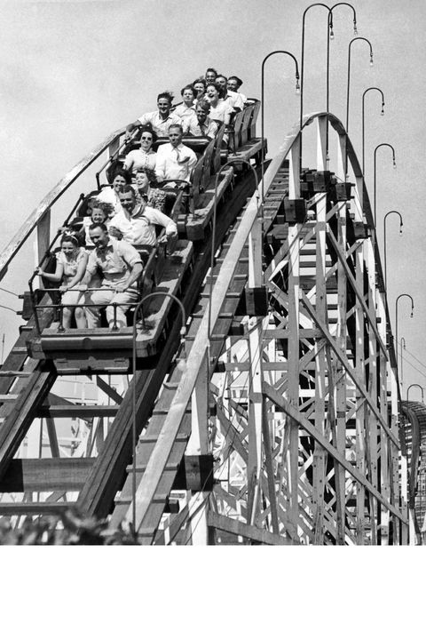 Amusement ride, Roller coaster, Amusement park, Park, Recreation, Nonbuilding structure, Pole, Black-and-white, Industry, Metal, 