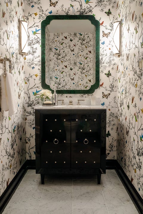 Tile, Room, Furniture, Interior design, Chest of drawers, Wall, Wallpaper, Floor, Pattern, Architecture, 