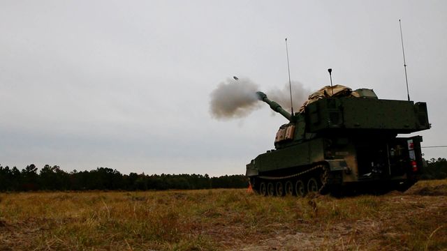 a modernized paladin m109a7 howitzer, assigned to the “battlekings battalion,” 1st battalion, 9th field artillery regiment, 2nd armor brigade combat team, 3rd infantry division, fires its first 155mm round during artillery table vi section level qualifications as part of the culminating exercise in operator new equipment training at fort stewart, georgia, nov 07, 2021 the “spartan brigade,” 2nd abct, 3rd id, is the tip of the spear in the division’s glide path to become the most modernized division in the us army by summer 2023 us army photo by sgt trenton lowery